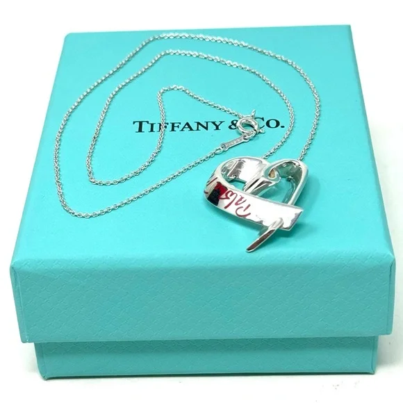 Authentic Tiffany &CO. Paloma Picasso Enamel Red Loving Heart Necklace. - Picture 12 of 16